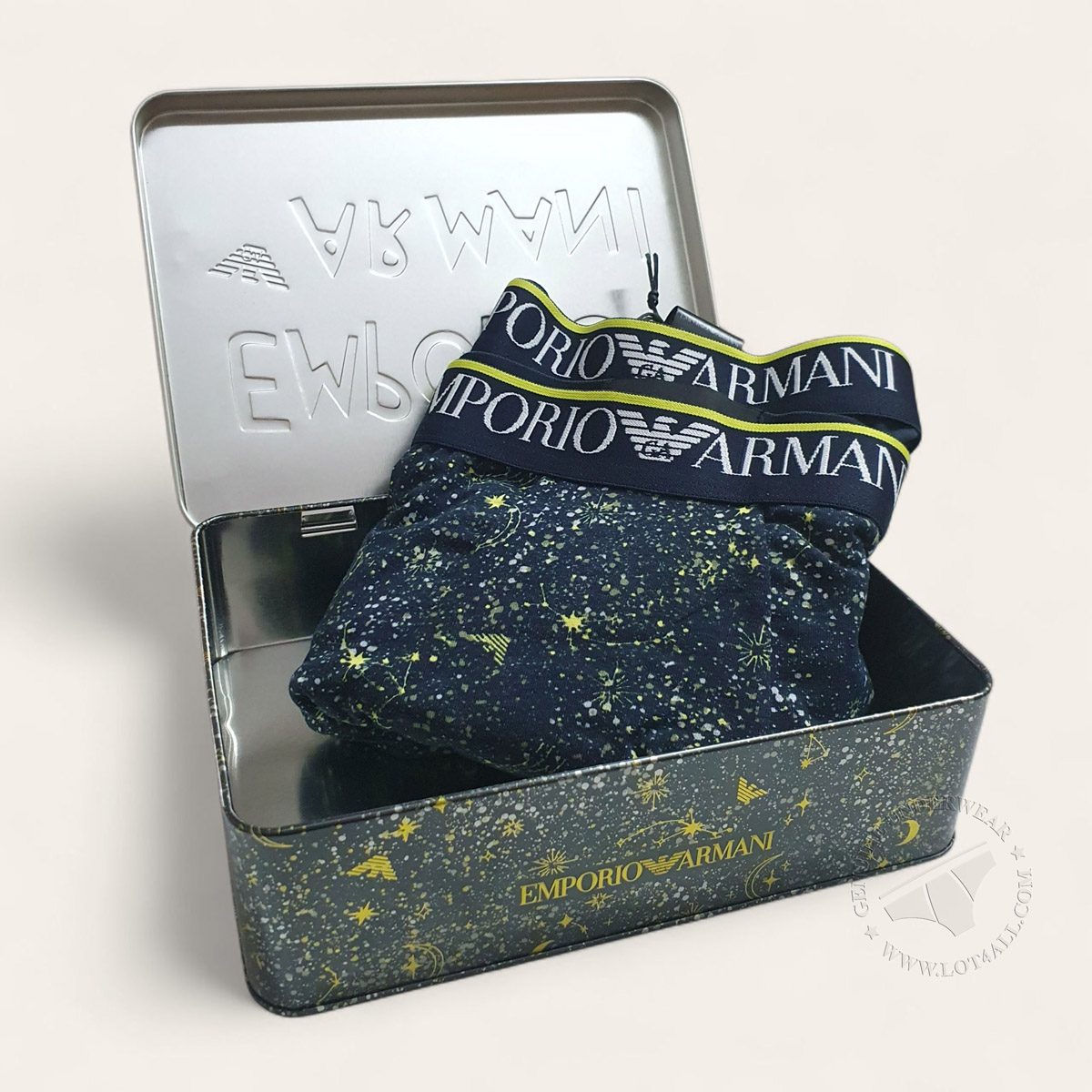 Quần lót nam Emporio Armani Christmas Stretch Cotton Trunk 2-pack Marine/Constellation