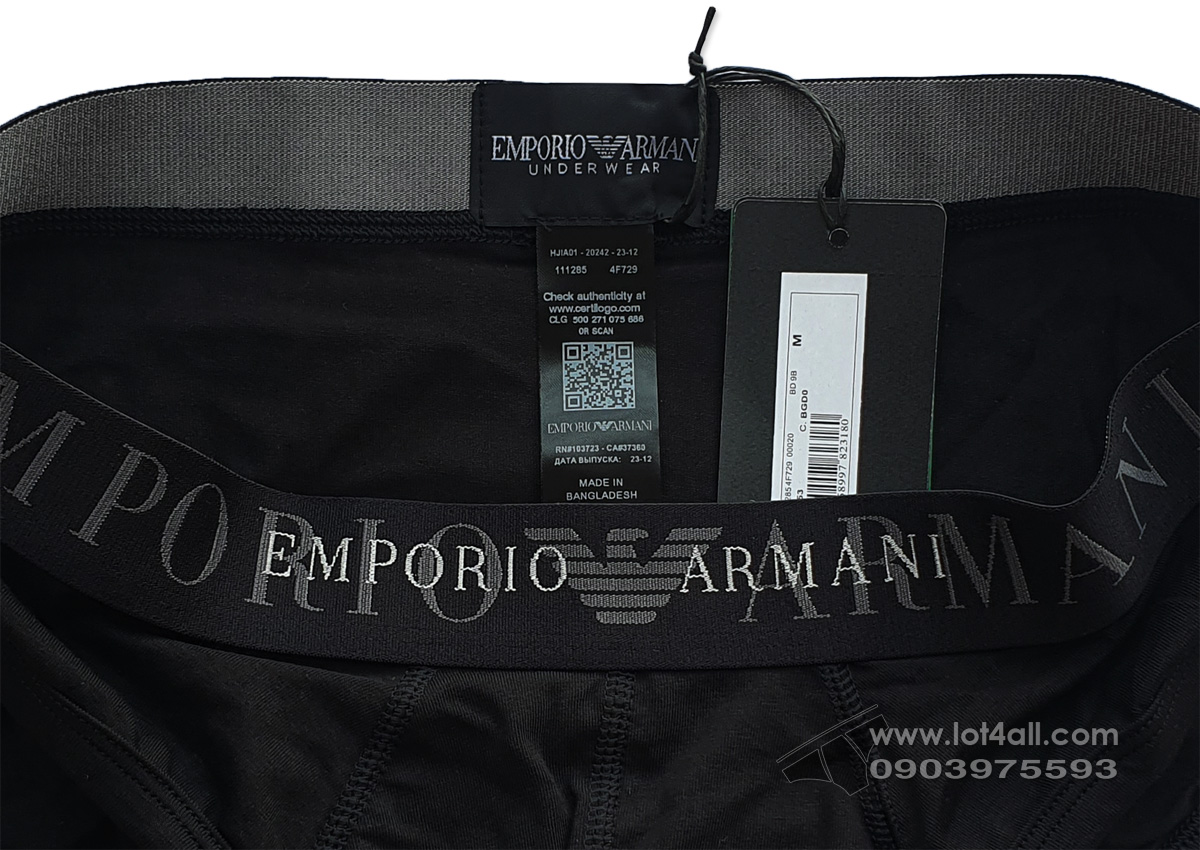 Quần lót nam Emporio Armani Rubber Pixel Logo Brief Black