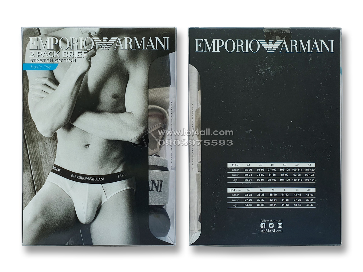 Quần lót nam Emporio Armani Stretch Cotton Brief 2-pack Black/Grey