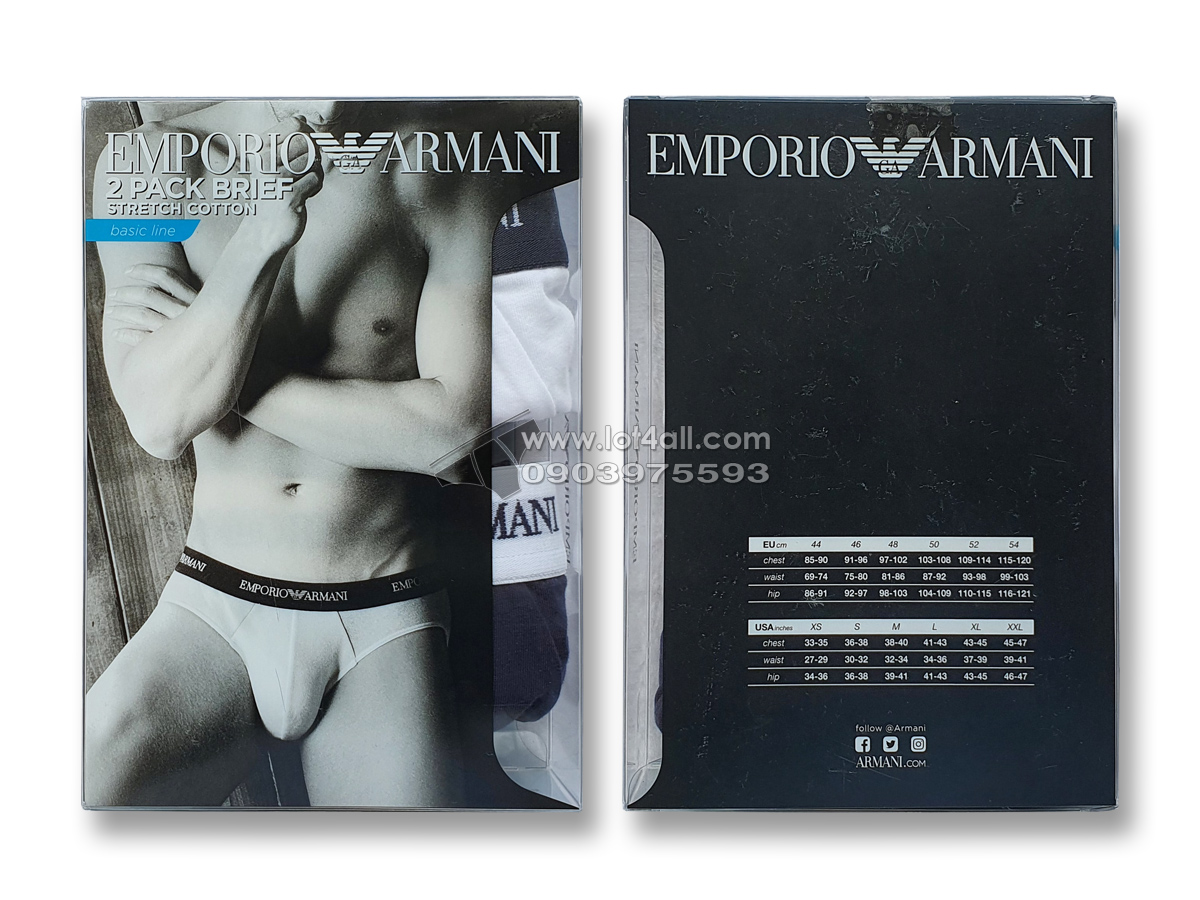 Quần lót nam Emporio Armani Stretch Cotton Brief 2-pack White/Marine