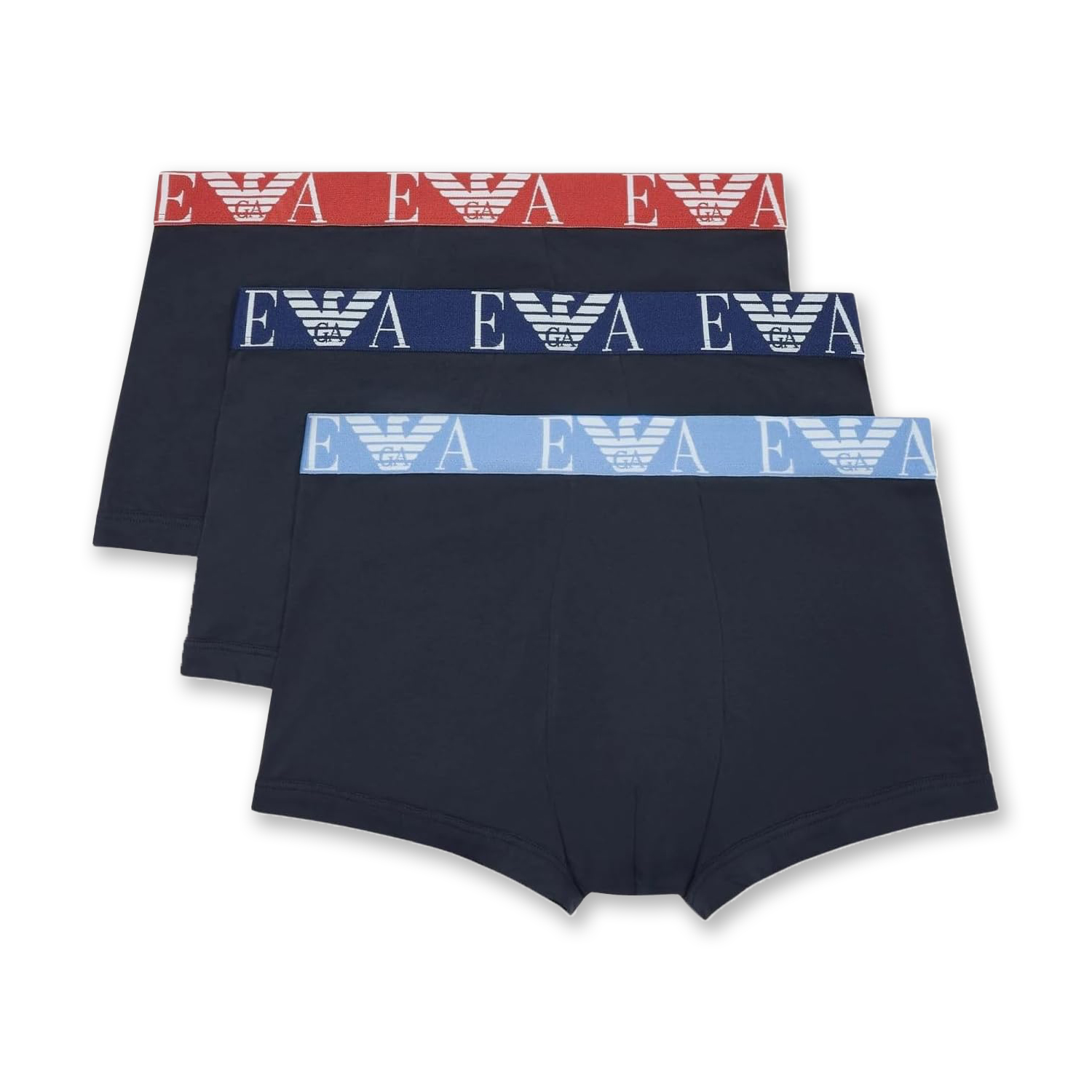 Quần lót nam Emporio Armani Bold Monogram Stretch Cotton Trunk 3-pack Marine Multi