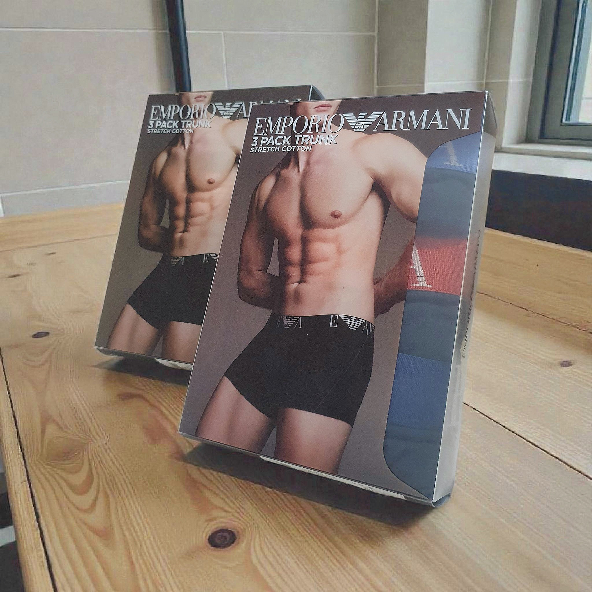 Quần lót nam Emporio Armani Bold Monogram Stretch Cotton Trunk 3-pack Marine Multi