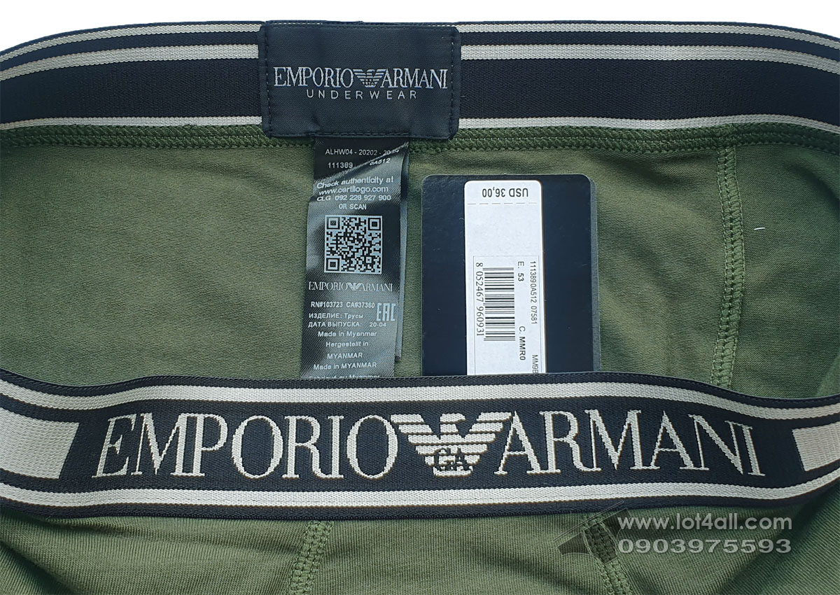 Quần lót nam Emporio Armani Shiny Logoband Trunk Military