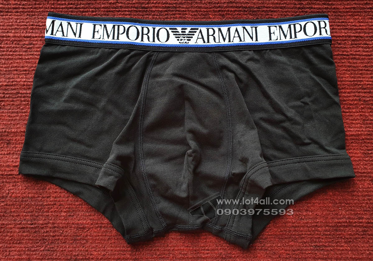 Quần lót nam Emporio Armani Textured Logoband Cotton Trunk Black