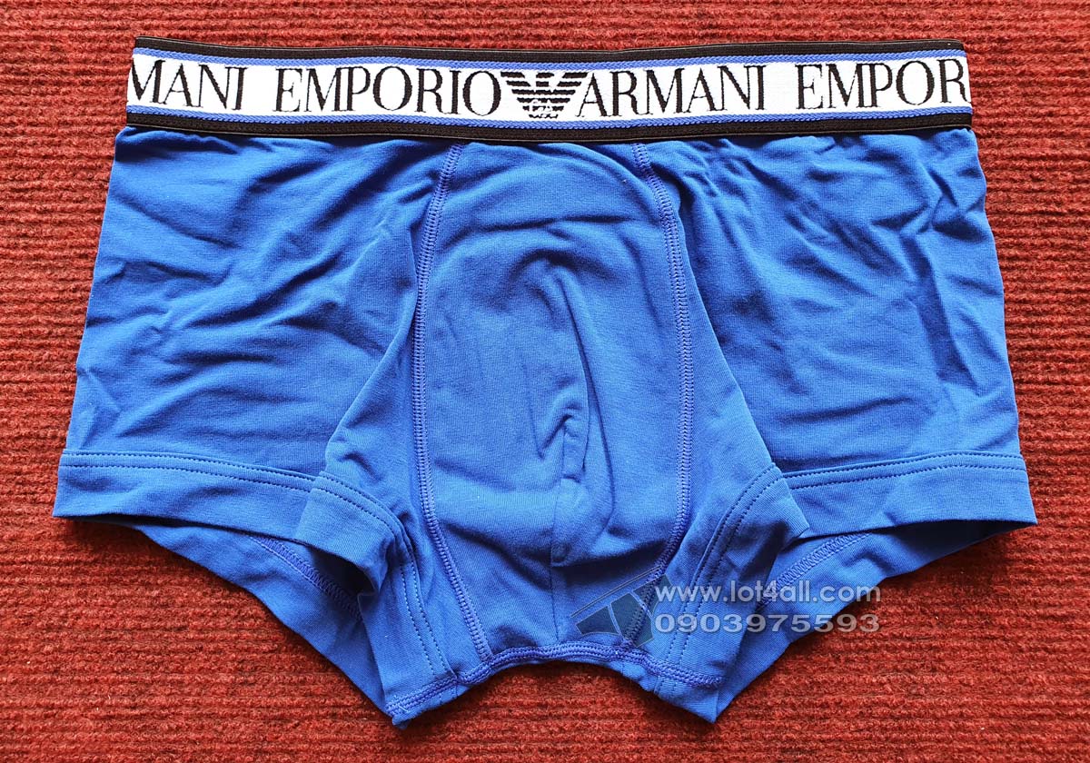 Quần lót nam Emporio Armani Textured Logoband Cotton Trunk Gentian