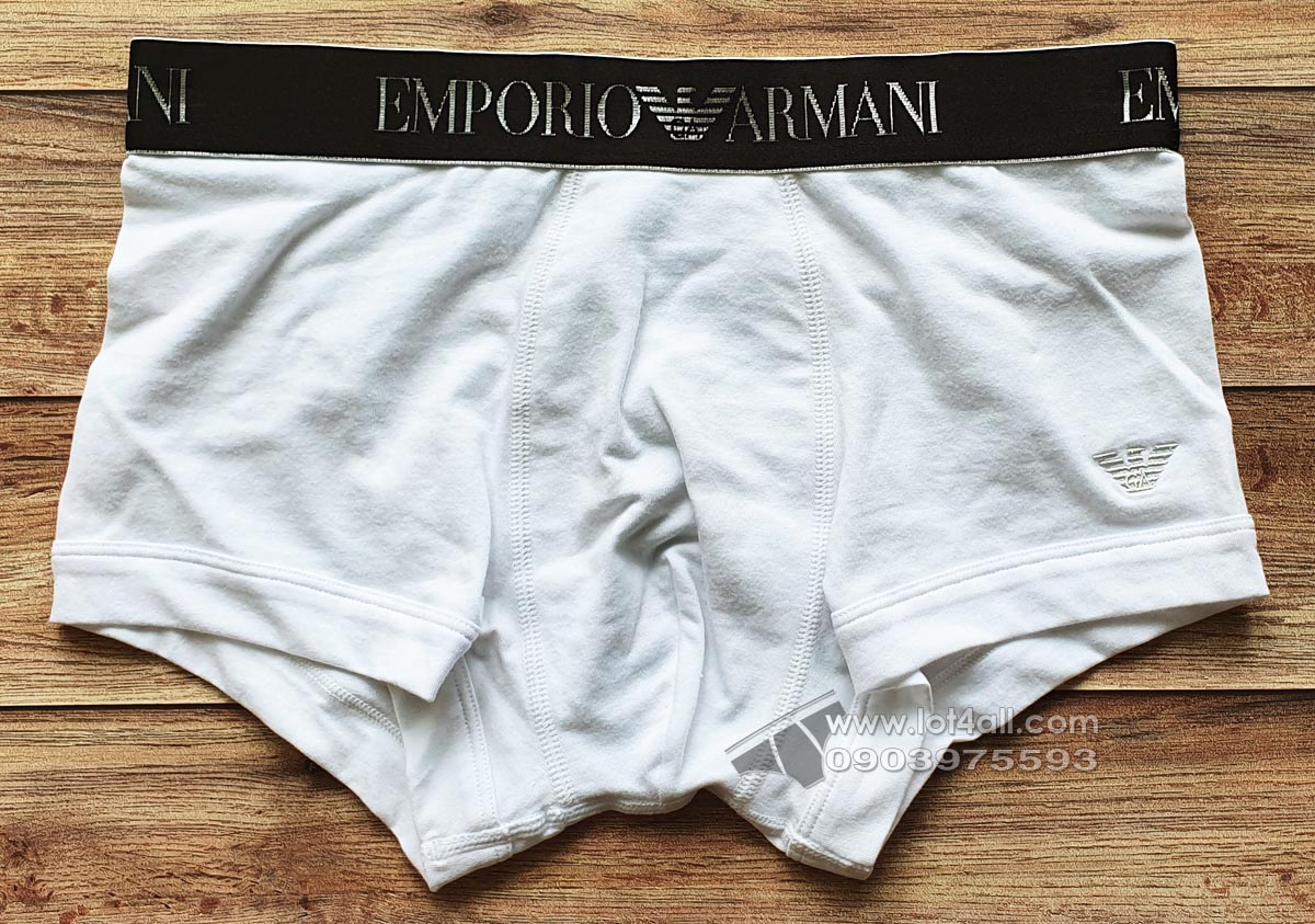 Quần lót nam Emporio Armani Shiny Logoband Cotton Trunk White