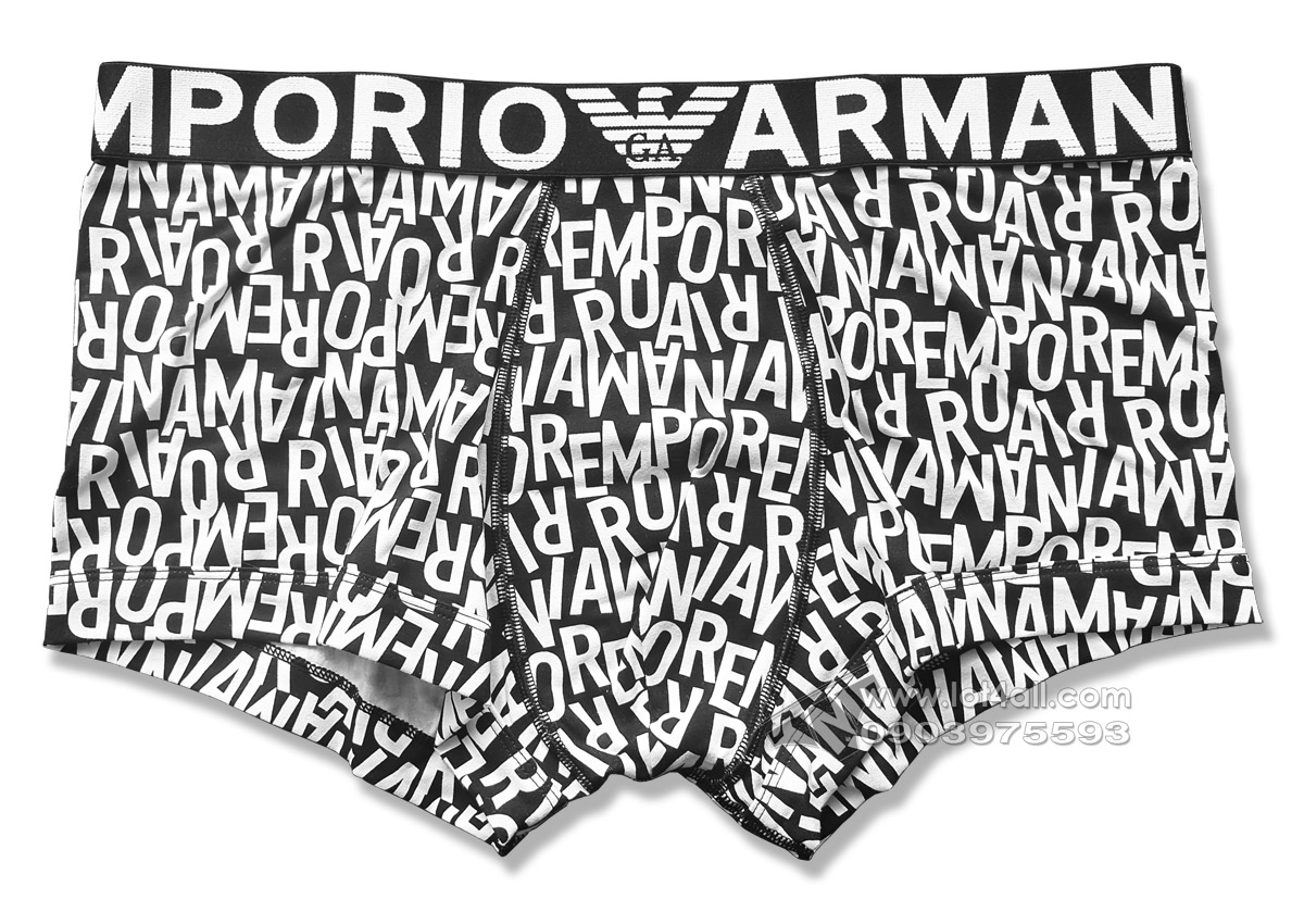 Quần lót nam Emporio Armani All Over Logo Trunk Bold Ea Black/White