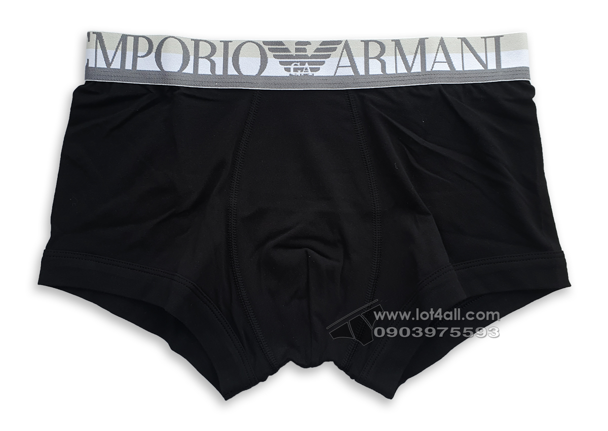 Quần lót nam Emporio Armani Striped Logo Cotton Stretch Trunk Black