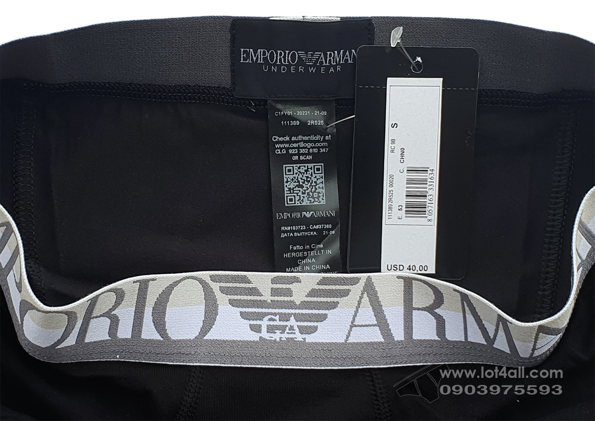 Quần lót nam Emporio Armani Striped Logo Cotton Stretch Trunk Black