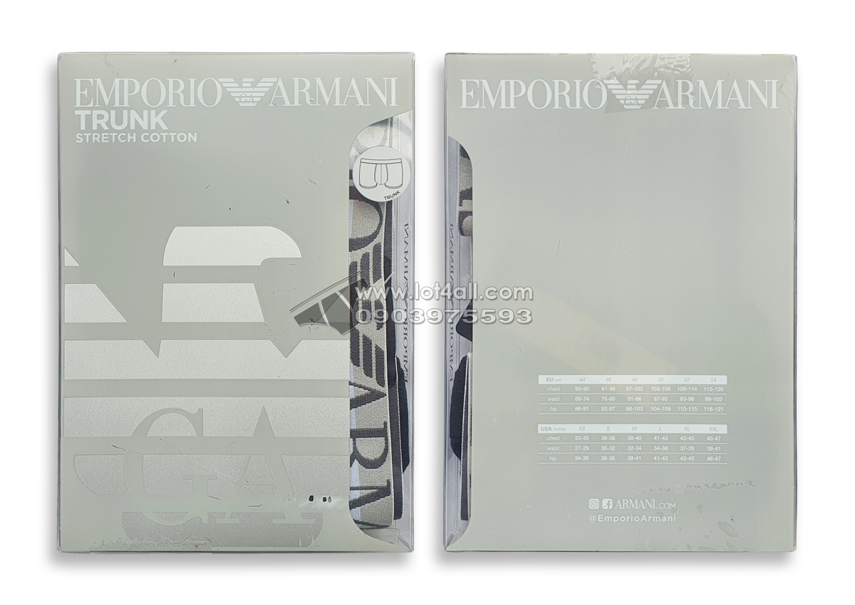 Quần lót nam Emporio Armani Striped Logo Cotton Stretch Trunk Black
