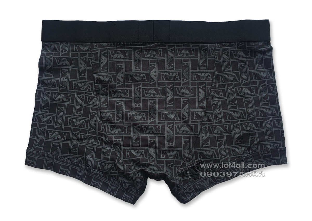 Quần lót nam Emporio Armani All Over Logo Cotton Trunk Black EwA