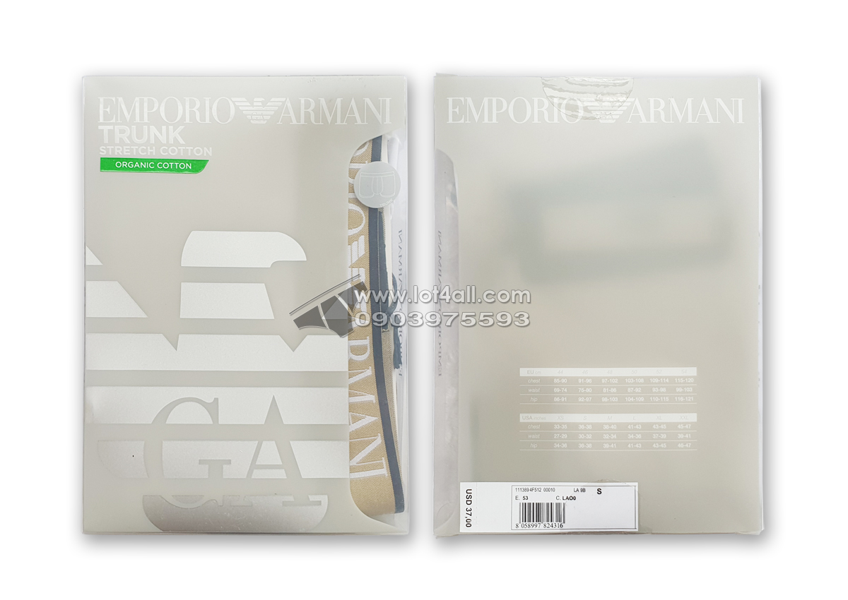 Quần lót nam Emporio Armani Shiny Logoband Trunk White