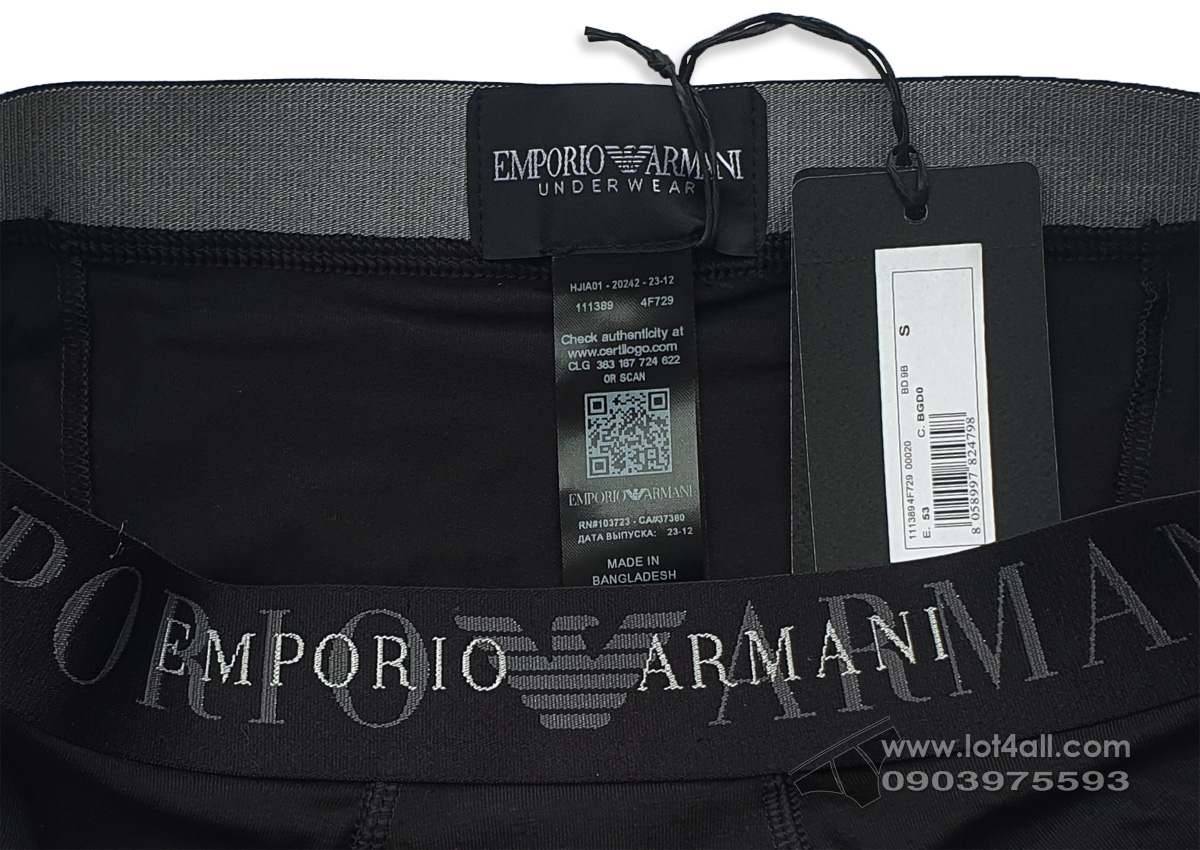Quần lót nam Emporio Armani Rubber Pixel Logo Trunk Black