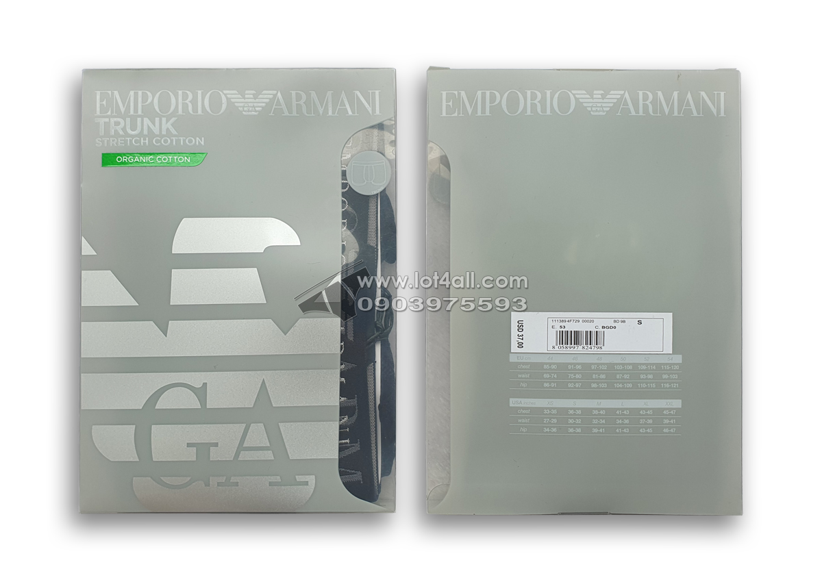 Quần lót nam Emporio Armani Rubber Pixel Logo Trunk Black