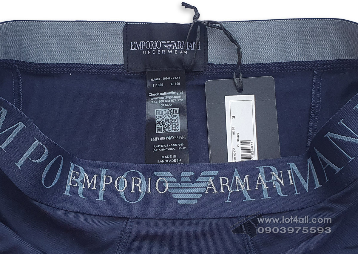 Quần lót nam Emporio Armani Rubber Pixel Logo Trunk Marine
