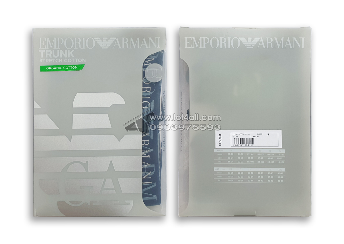 Quần lót nam Emporio Armani Rubber Pixel Logo Trunk Marine
