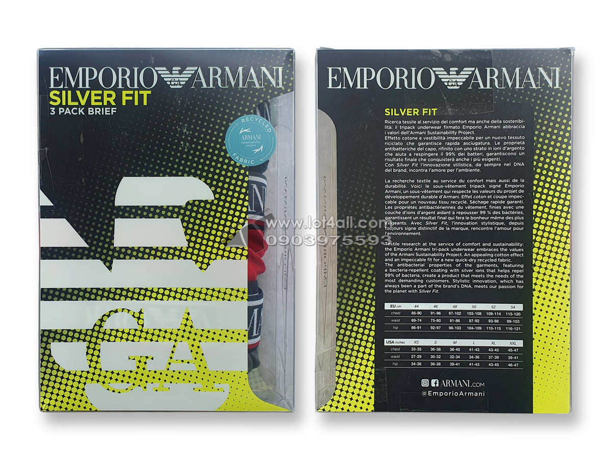 Quần lót nam Emporio Armani Silver Fit Brief 3-pack Multi