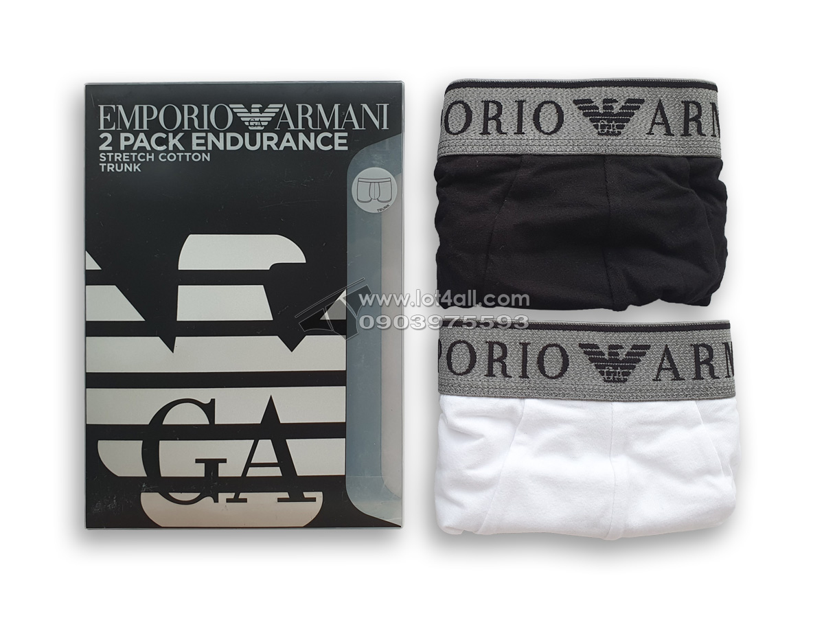 Quần lót nam EA Endurance Stretch Cotton Trunk 2-pack Black/White