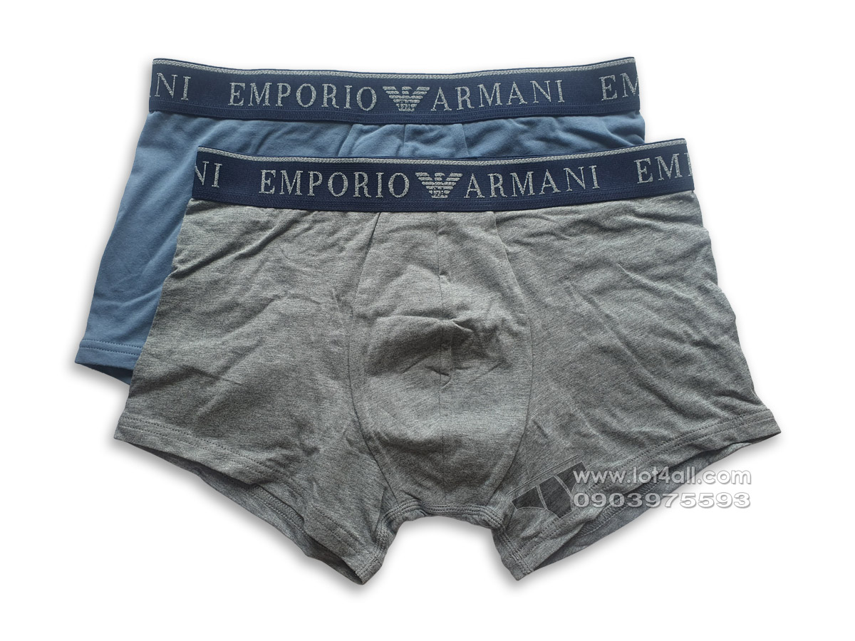 Quần lót nam Emporio Armani Endurance Stretch Cotton Trunk 2-pack Grey/Blue