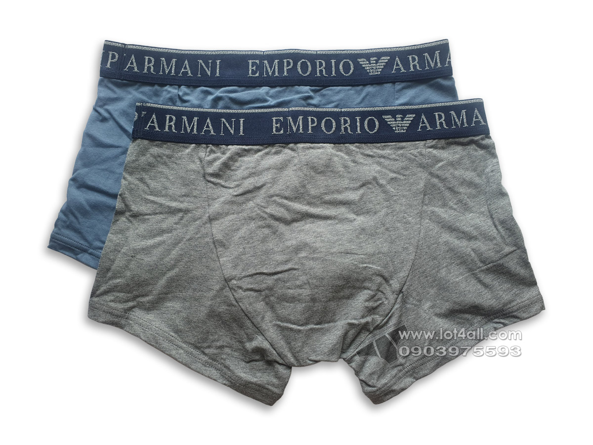 Quần lót nam Emporio Armani Endurance Stretch Cotton Trunk 2-pack Grey/Blue