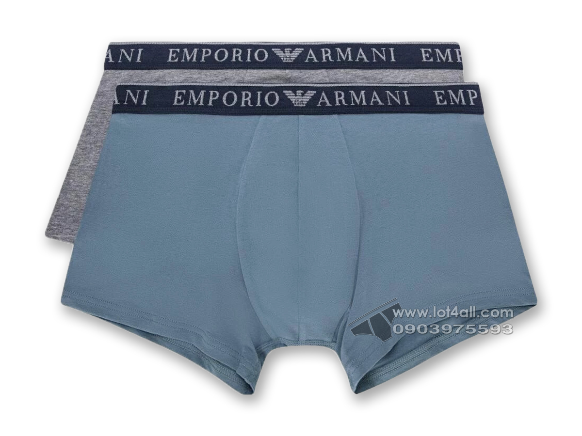 Quần lót nam Emporio Armani Endurance Stretch Cotton Trunk 2-pack Grey/Blue
