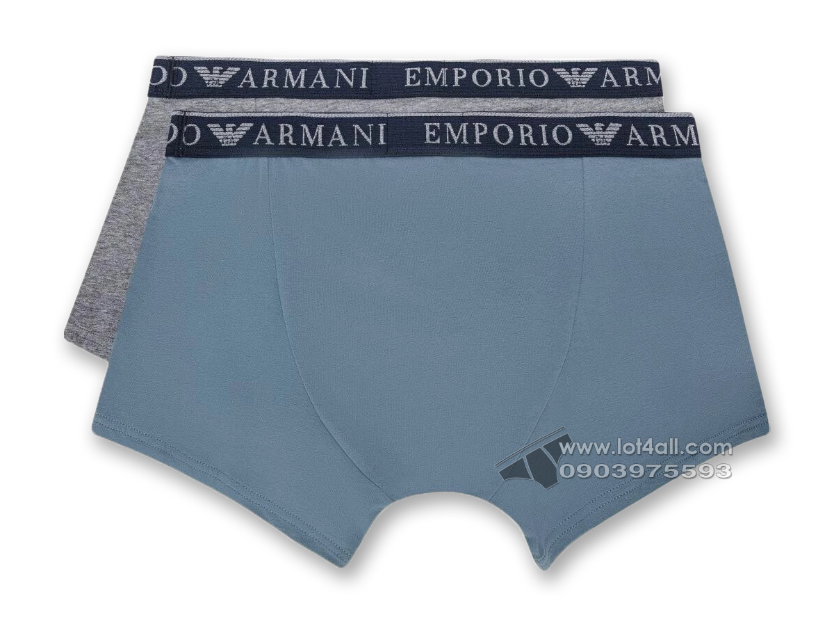 Quần lót nam Emporio Armani Endurance Stretch Cotton Trunk 2-pack Grey/Blue