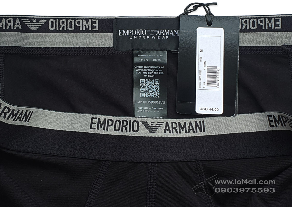 Quần lót nam Emporio Armani Piping Logoband Trunk Black