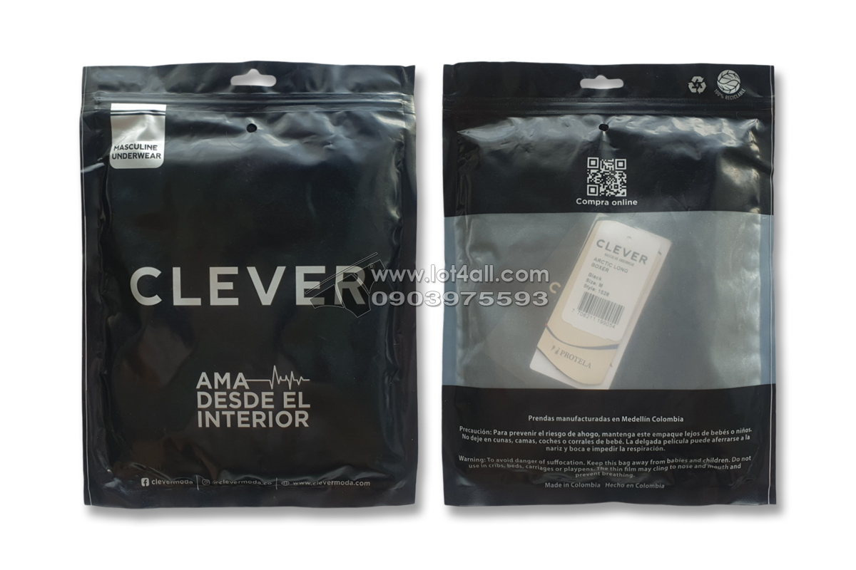 Quần lót nam Clever 1528 Arctic Boxer Brief Black