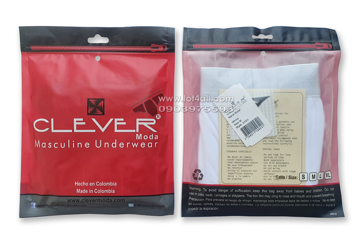 Quần lót nam Clever 2420 Neron Boxer Brief White