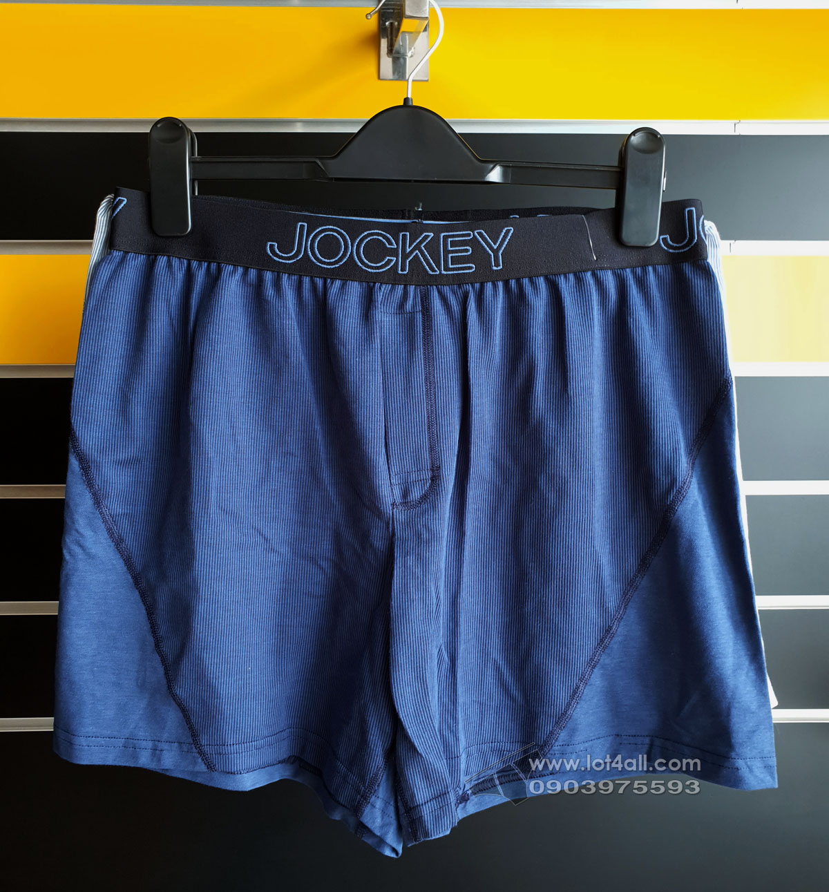 Quần boxer nam Jockey Knit No Bunch 2-pack Blue Pinstripe/Solid