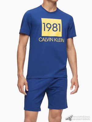 Quần short nam Calvin Klein NM1709 Bold 1981 Lounge Short Blue Depth