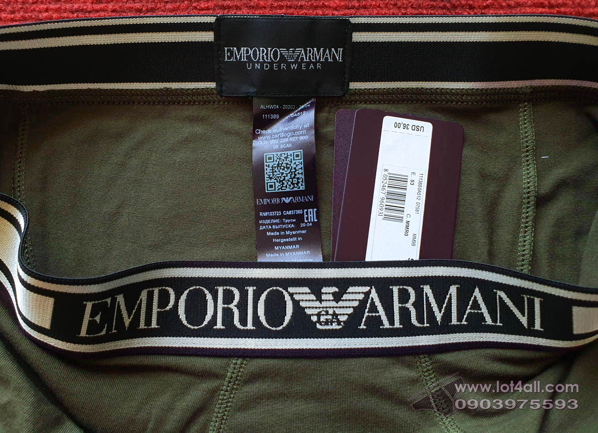 Quần lót nam Emporio Armani Shiny Logoband Trunk Military