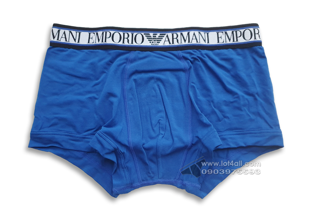 Quần lót nam Emporio Armani Textured Logoband Cotton Trunk Gentian
