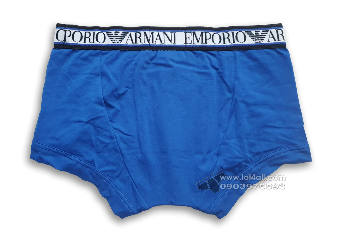 Quần lót nam Emporio Armani Textured Logoband Cotton Trunk Gentian